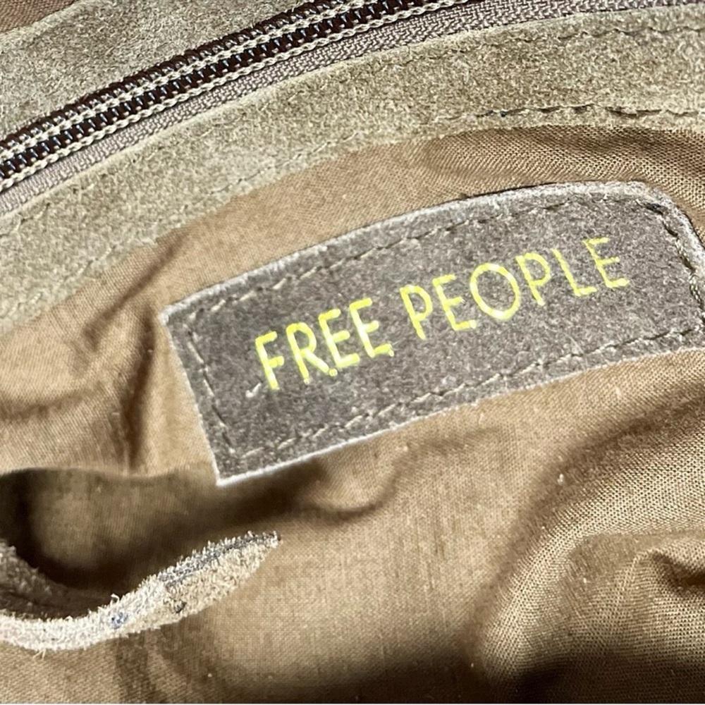 NEW FREE PEOPLE roma suede tote bag purse in brown boho slouchy large - Picture 6 of 10